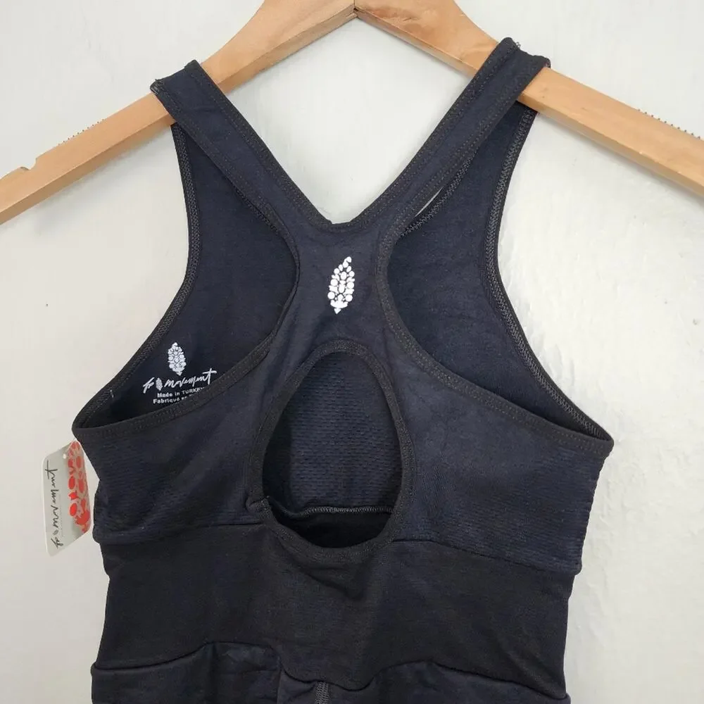 NWT FP Movement Every Single Time Runsie - Black Athletic Workout Romper - XS/S